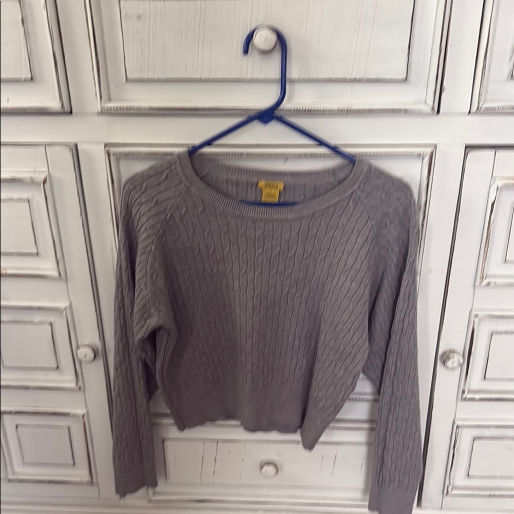 Daisy Gray Crew Neck Sweater Solid Knit